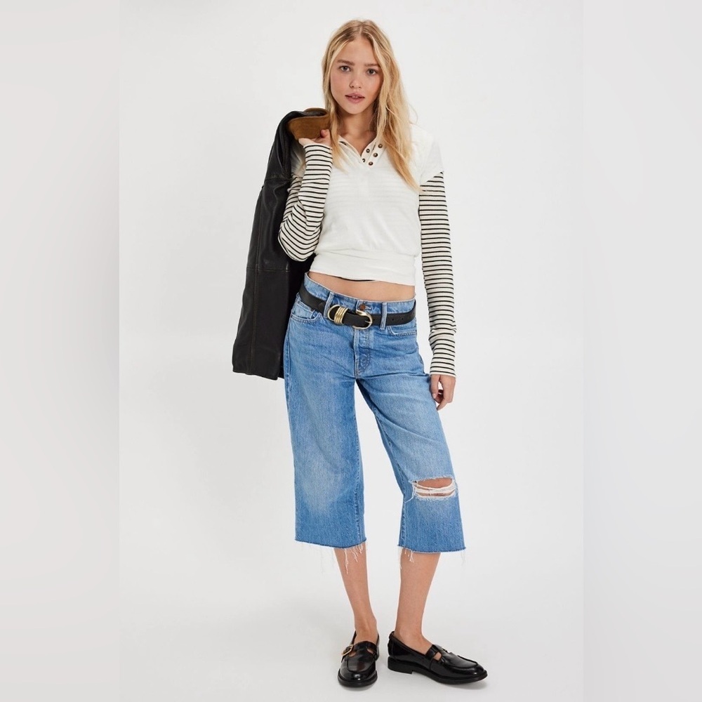 Free People x MOTHER The Half-Eaten Fray Shorts Size 25 NWT